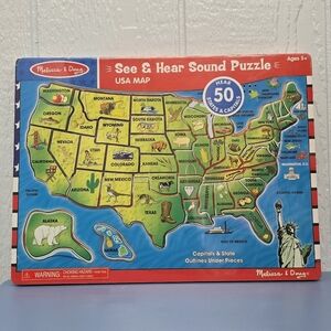 Melissa & Doug See & Hear USA Map Puzzle - Red, Green, Blue New